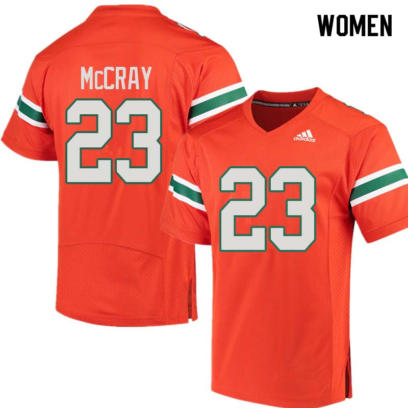 Women Miami Hurricanes #23 Terry McCray College Football Jerseys Sale-Orange - Click Image to Close